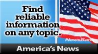 A graphic with the text “Find reliable information on any topic. America’s News” next to a partial image of an American flag.