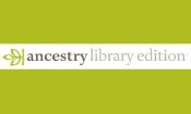 Ancestry Library Edition logo with green background and stylized leaf icon on the left.