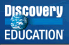 Discovery Education logo featuring a blue globe and white text on a blue background.