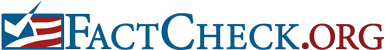 Logo of FactCheck.org showing a stylized American flag with a checkmark, next to the text "FactCheck.org" in blue and red letters.