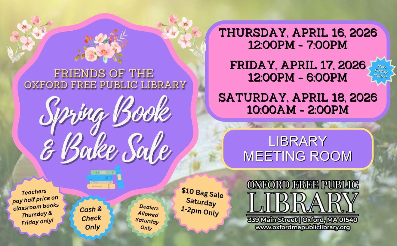 friends spring book sale slide april 2026