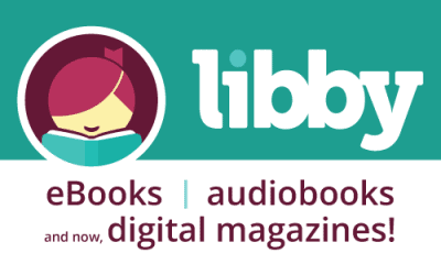 Libby app logo with text: "eBooks | audiobooks and now, digital magazines!" on a white and teal background.