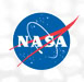 NASA logo featuring a blue circle with white stars, red chevron, and white "NASA" text overlaid.