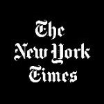 The New York Times logo in white Gothic lettering on a solid black background.
