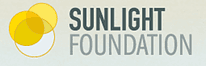 Logo of the Sunlight Foundation with its name in gray text and two overlapping yellow circles on the left.