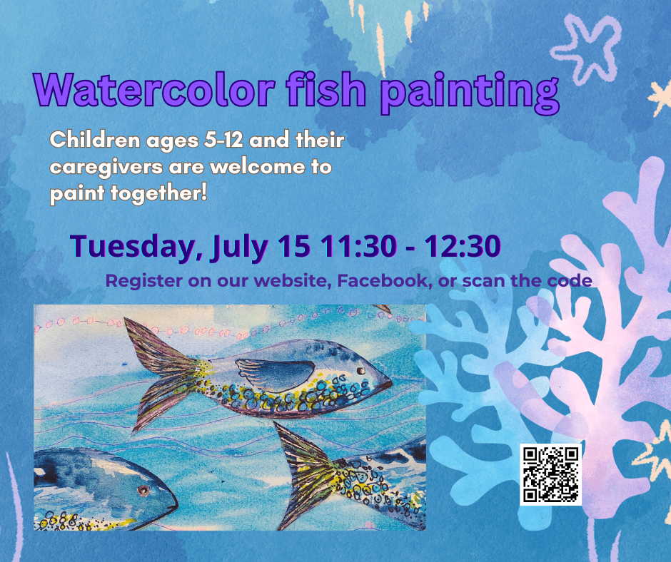 watercolor fish painting flyer